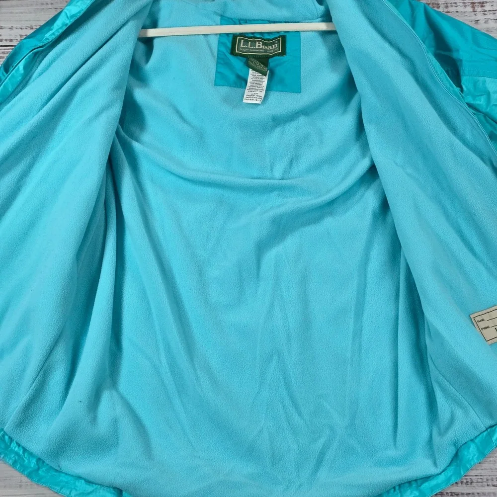 L.L.Bean Discovery Rain Jacket Kids Size L 14-16 Blue Excellent Fleece Lined